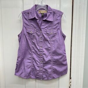 Bit & Bridle western wear pearl snap sleeveless shirt floral snaps women's small